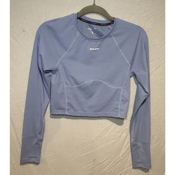 Baleaf Tops - BALEAF Long Sleeve Crop Workout Shirt Women’s Size Medium Blue Thumb Holes